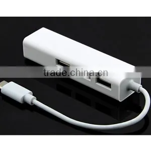 USB-C to 3-Port USB 3.0 Hub With Ethernet Adapter for USB Type-C Device thumbnail-5