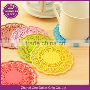 Lovely Cute Sweet Semitransparent Lace Cup Mat Silicone Rubber Coaster for Wine, Glass, Tea thumbnail-1