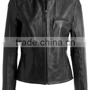 Ladies Fashion Leather Jacket & Ban Collar Style thumbnail-1