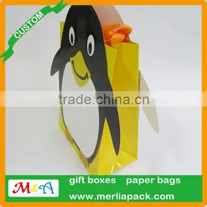 Penguins Cartoon Christmas Paper Bags Present Kids Birthday Party Jumbo Bags thumbnail-2