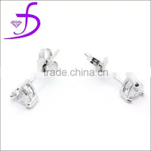 New Jewelry Silver White and Pink Cubic Crystal Ear Stud thumbnail-1
