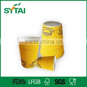 16 oz Ripple Wall Coffee Paper Cup With Black Lid thumbnail-6