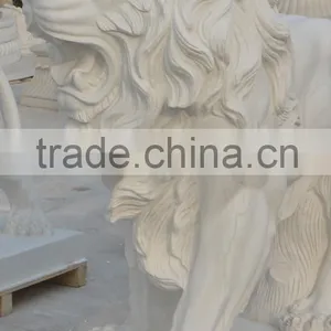 Outdoor Decorative White Marble Life Size Lion Statues thumbnail-3