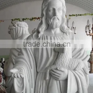 Hand Carved Life-size White Marble Jesus Statue thumbnail-2