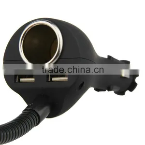 Universal Dual USB Ports Car Charger Phone Mount Holder With Cigarette Lighter Charger DC Port thumbnail-4