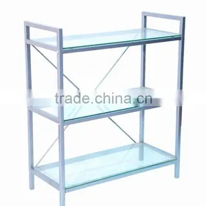 3-tier Steel Tube and Tempered Glass Shoe Rack thumbnail-1