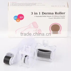 2015 Newest 3 IN 1 Derma Roller With 3 Separate Roller Heads of Different Needle Count 180/600/1200 Needles for Eye+face+body thumbnail-5