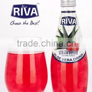ALOE VERA DRINK WITH ALOE VERA PULPS STRAWBERRY FLAVOR IN GLASS BOTTLE thumbnail-1