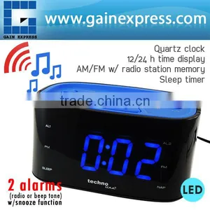 AM/FM Radio Station 12/24H Time Display Sleep Timer 220-240V Only / Technoline Digital Quartz Alarm Clock thumbnail-1