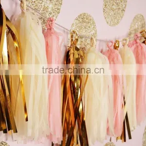 Tissue Pompom Balls Paper Tassels and Garland Tassel Garlands for Baby Shower Decoration Bridal Shower Pink Gold First Birthday thumbnail-3