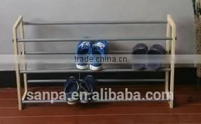Cheap 3 Layers Wooden and Wire Steel Tube Shoes Rack Stand thumbnail-2