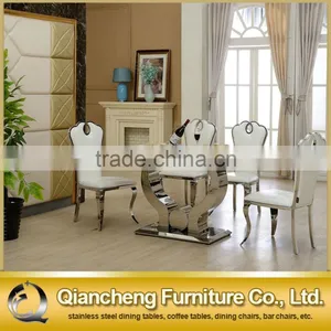 Hot Cake Marble Dining Table With Strong Stainless Steel Base thumbnail-3