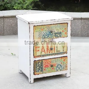 America Style Antique White Wooden Cabinet With Drawer thumbnail-1