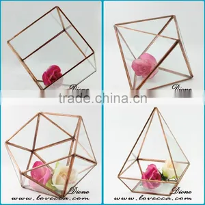 Attractive Indoor Decor Flower Clear Terrarium Copper Glass Vase thumbnail-1