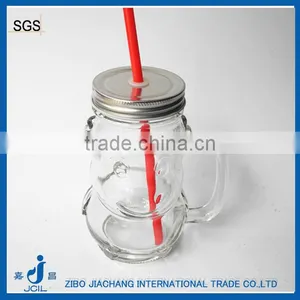 16 oz Monkey Shape Embossed Glass Beverage Jar With Lid and Straw thumbnail-1