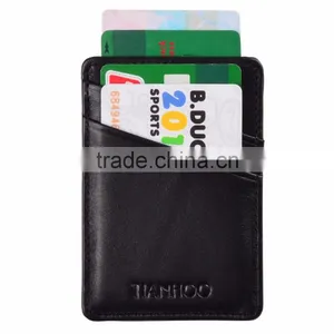 Slim Leather Front Pocket Wallet Credit Card Holder Case - Black thumbnail-1