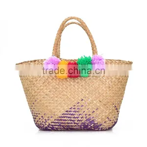 Seagrass Women Handbag With Pom Pom thumbnail-1