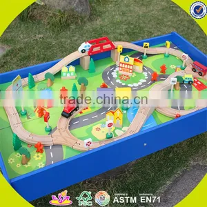 Wholesale Arrival Wooden Railway Train Toy Fashion Wooden Railway Train Set Roller Coaster Track Table Toy W04C009A thumbnail-6