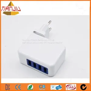 5В 4А зарядное устройство для стенки с 4 портами USB и заменяемыми вилками для розеток стандарта EU thumbnail-1
