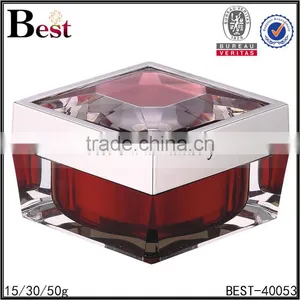 15 30 50g Square Acrylic Crystal Cosmetic Jar Luxury Red Crystal Cosmetic Jar for Face Cream thumbnail-4