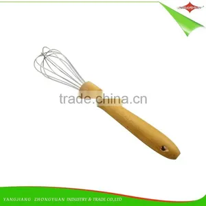 ZY-C1033 12 Inch Stainless Steel Head Egg Whisk Wood Handle Egg Beater thumbnail-2
