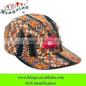 5 Panel Cap From China Aztec Pattern Golf Promotion Wholesale Flat Brim 5 Panel Cap thumbnail-1