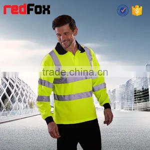 Safety T-shirt Blue Short-sleeved Sport Warning Security T-shirt Stripe Polo T-shirt thumbnail-3