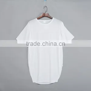Scoop Hem Design Curved Hem Stylish Men Tee Extra Long Hip Hop T-shirt. Sublimation Blanks. Print Your Own Design. Real Factor thumbnail-1