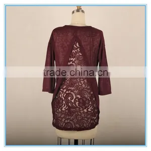 Ladies Sexy Fashion Blouse Back Lace Design Long Sleeve Korean Blouse thumbnail-5
