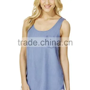 Fashion Good Quality Tencel Shell Women's t Back Tank Top thumbnail-1