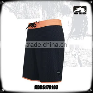 Stripes Printing Surf Board Shorts With Orange Waistband thumbnail-4