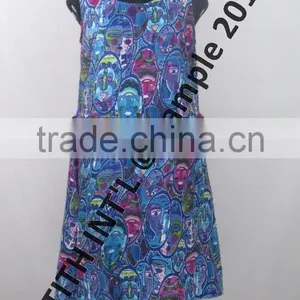 Sleevless Printed Cotton Ladies Dress thumbnail-5