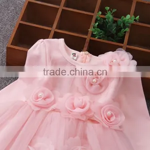 2017 New Style Winter Fall Baby Girls Pink Princess Flower Party Dress Baby Dresses Girls Purple Long Sleeves Designer Dresses thumbnail-5