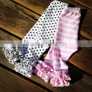 Children's Boutique Clothing Wholesale Baby Pink White Stripes Leggings Baby Girl Ruffle Hot Pants thumbnail-1