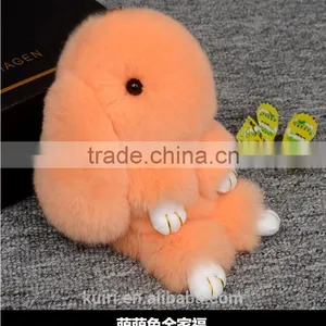 Cute Mini Genuine Rabbit Fur Pom Pom Key Chain Women Trinket Rabbit Toy Doll Bag Car Key Ring Monster Jewelry Gift thumbnail-6