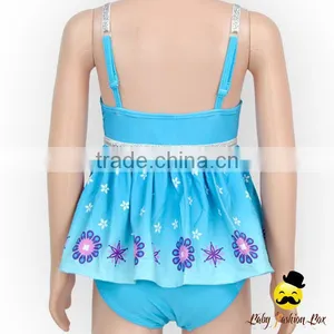 YZA-006 Yiwu Yihong 2017 New Baby Bikini Printed Cartoon Ruffle Dress Harness Kids Girls Swimwear Models thumbnail-1