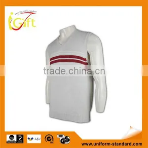ISO9001/BSCI Manufature High Quality Light Grey Stylish Striped Knitted Vest thumbnail-1