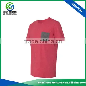 High Quality Cotton O-neck Sport Men t Shirts With Pocket thumbnail-3