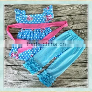 New Fashion Top Designer Handmake Kids Barbie Clothes Blue Pearl Outfit Boutique Bamboo Baby Clothes thumbnail-1