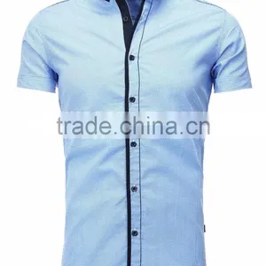 2015 Fashion Fabric Polyester Spandex Korean Tecido Oxford Short Men Shirt thumbnail-1