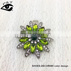 NEW ARRIVAL Olivine Rhinestone Flower Designs Shoe Clips Ornaments for Heels Decorations thumbnail-1