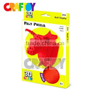 Fabric Puzzle Diy Kit Toy Bull Trophy 3D Felt Puzzle thumbnail-1
