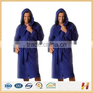 Super Soft Coral Fleece Hooded Bath Robe For Men thumbnail-1