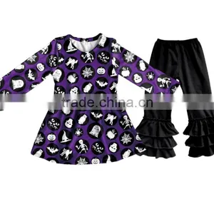 Wholesale Girls Boutique Outfits 2017 Kids Halloween Clothing Designer Pumpkin Appliqued Baby Clothes thumbnail-4