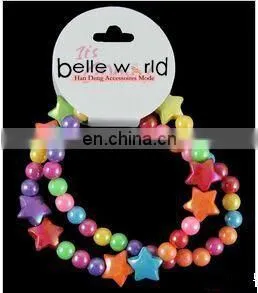 Elasticated 2 Piece Bracelet Set With Round and Star Shaped Multicoloured Beads thumbnail-1
