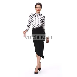 Stand Collar Long Sleeve Women's Polka Dot Shirt Womens Blouse thumbnail-2