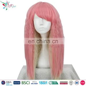 Styler Brand Wholesale Long Kinky Curly Pink Synthetic Wig for Cosplay Party thumbnail-1