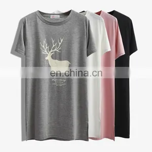 OEM Fashion Printed Elk Patterns Women Long T Shirt thumbnail-1