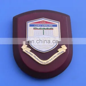 Award Gifts Custom Metal Plate Wooden Plaque Trophy With Red Leather Gifts Box thumbnail-4
