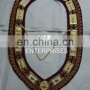 MASONIC REGALIA OES ORDER OF EASTERN STAR GOLDEN METAL CHAIN COLLAR thumbnail-1